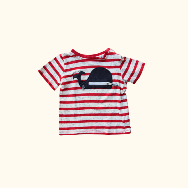Red Striped T-Shirt with Whale
