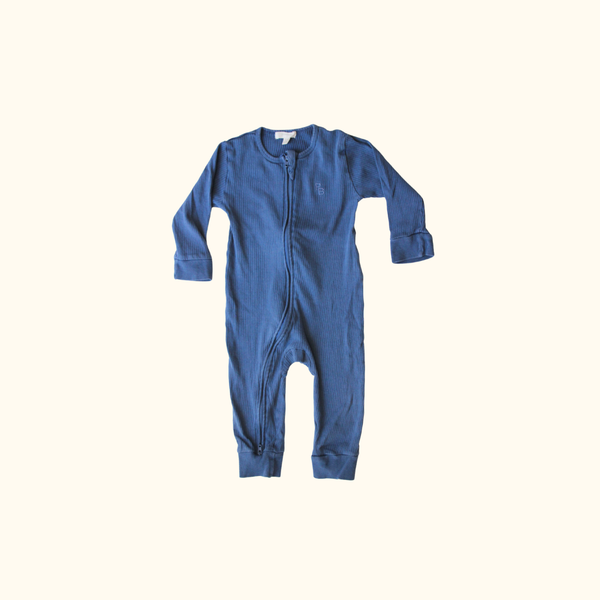Blue Rib Onesie with Zip