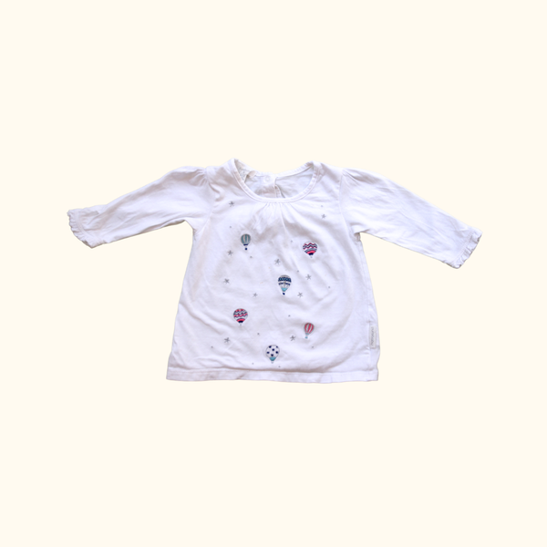 White T-shirt with Hot Air Balloon Details