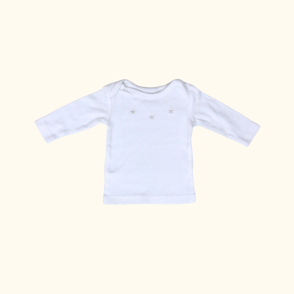 White Long Sleeve T-Shirt with Stars