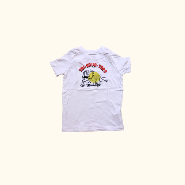 White T-shirt with Dinosaur Graphic