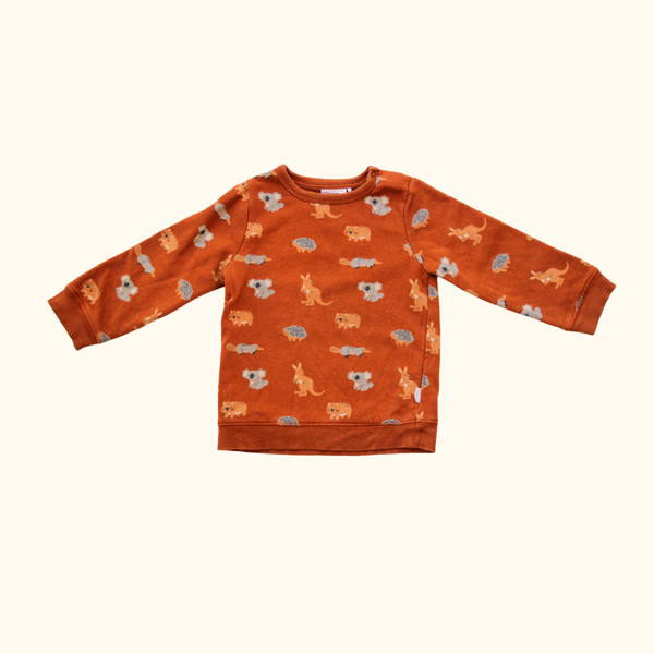 Brown Sweater with Australian Animal Print