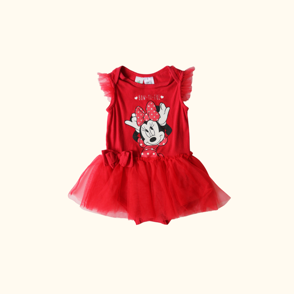 Red Dress with Mickey Mouse Print