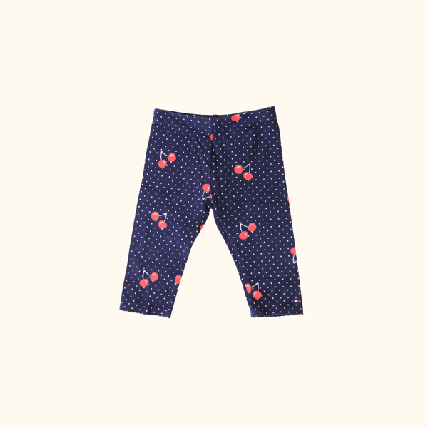 Blue Leggings with Polkadots and Cherry Print