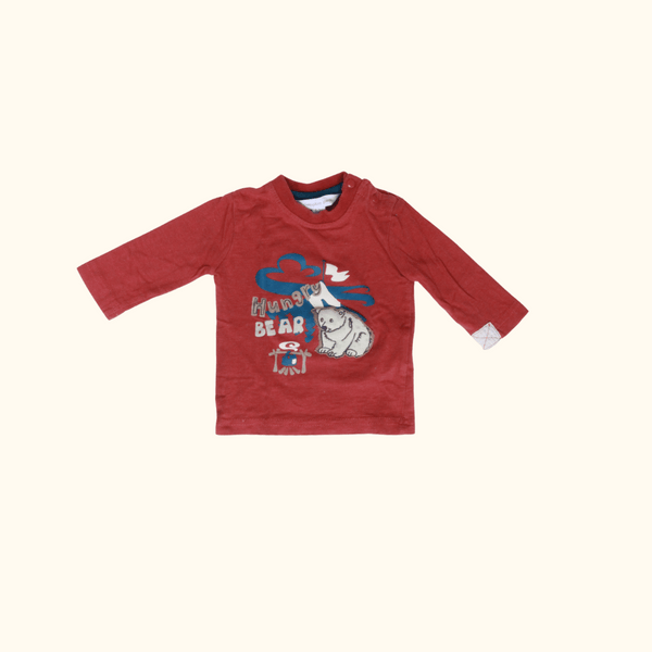 Brown Long Sleeve T-Shirt with Bear