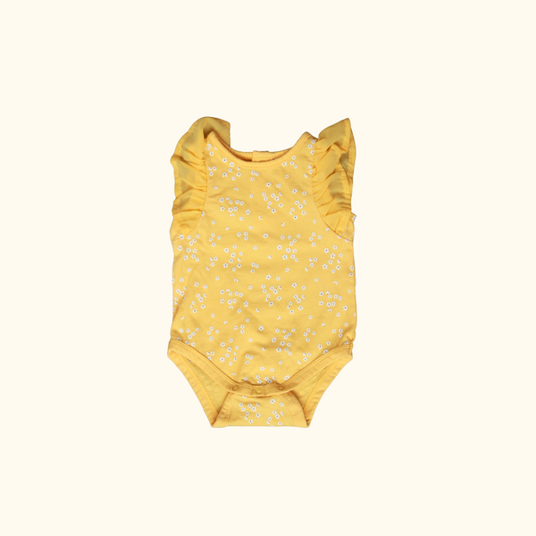 Yellow Floral Bodysuit with Frill