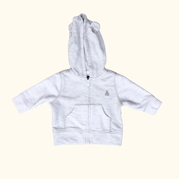 Grey Striped Hoodie Jacket