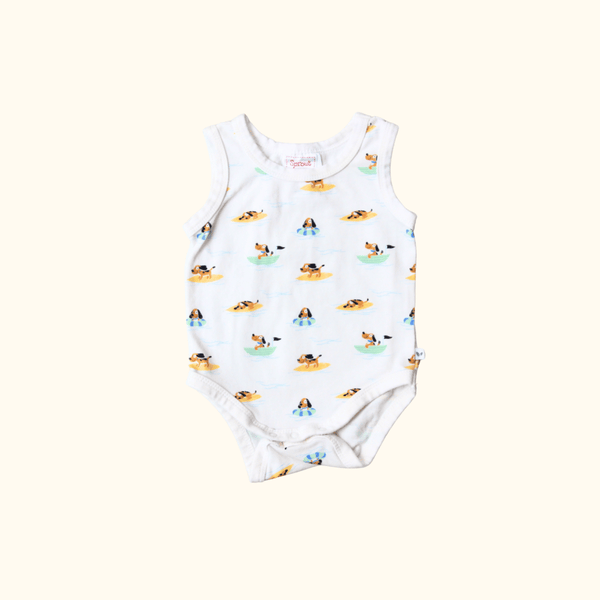 White Bodysuit with Dog Print