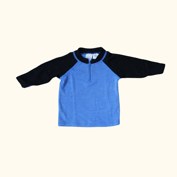 Blue Long Sleeve Wool T-Shirt