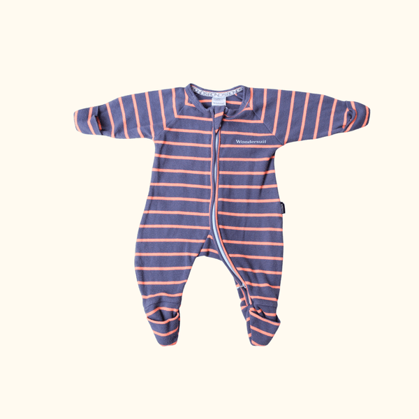 Blue and Orange Striped Onesie with Zip