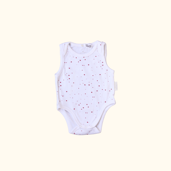 White Sleevelss Bodysuit with Red Stars