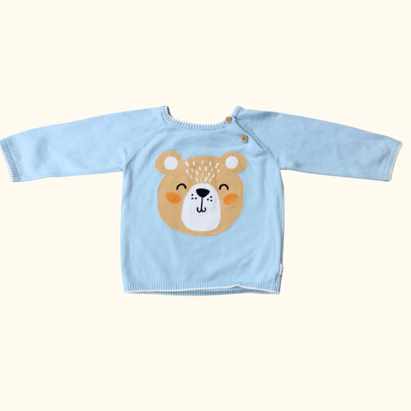 Blue Jumper with Bear Print