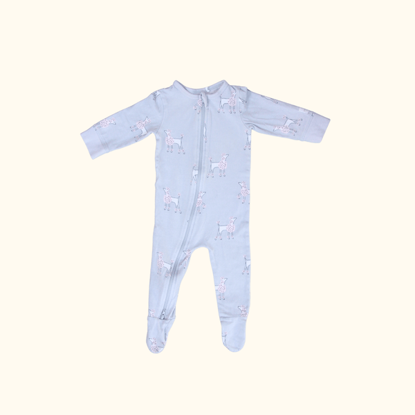 Grey Zip Onesie with Poodles