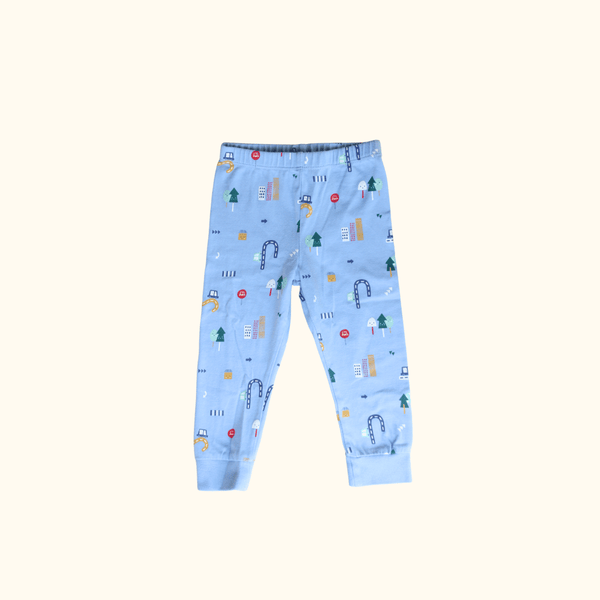 Blue Leggings with Graphic Print