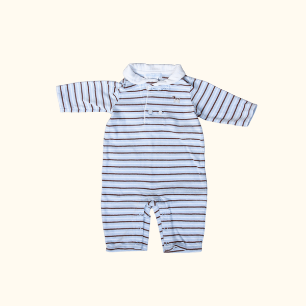 Blue and Brown Striped One Piece