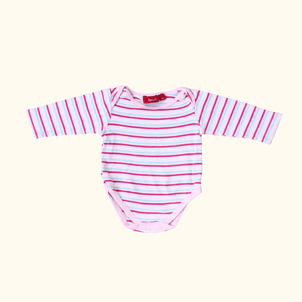 Pink Striped Long Sleeve Bodysuit