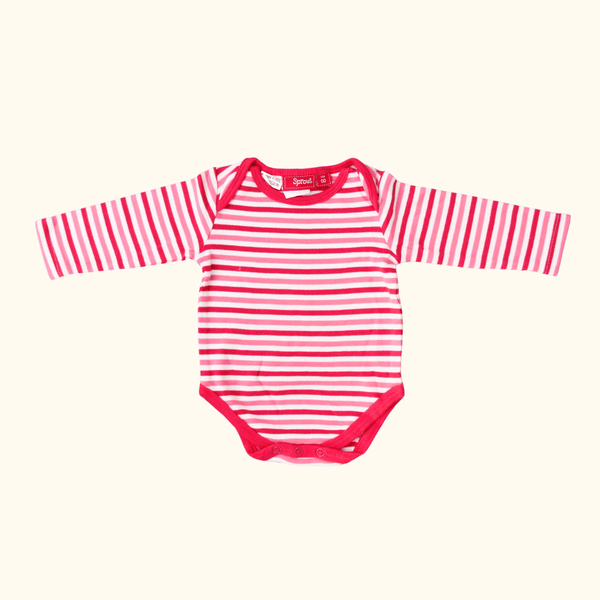 Pink Striped Long Sleeve Bodysuit