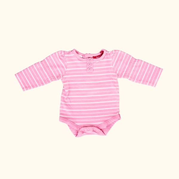 Pink Striped Long Sleeve Bodysuit