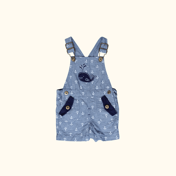 Blue Overalls with Sailor Graphic Print