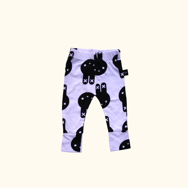 White and Black Leggings with Bunny