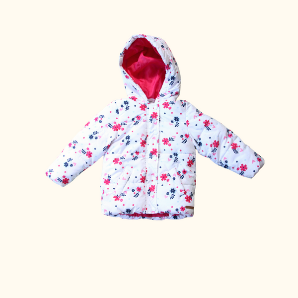 White Jacket with Pink and Blue Floral Print