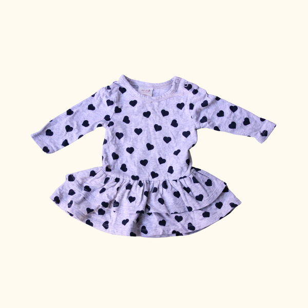 Grey Dress with Blue Hearts