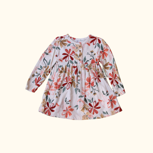 Beige and Orange Floral Dress