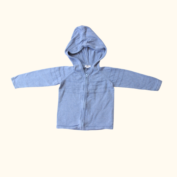 Blue Cardigan with Hoodie