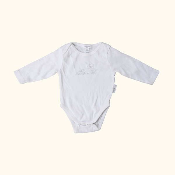 White Long Sleeve Bodysuit with Puppies