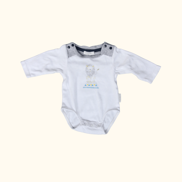 White Long Sleeve Bodysuit with Lion