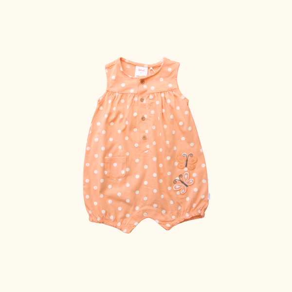 Orange Polkadot Romper