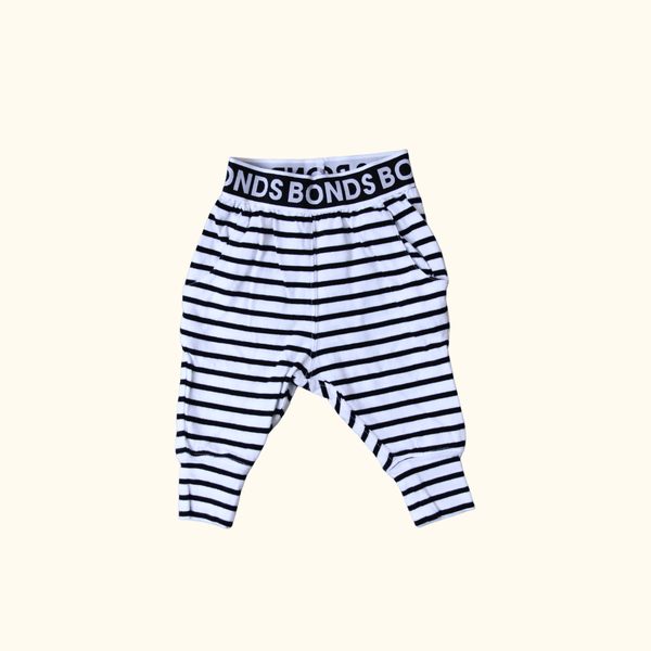 White and Black Striped Joggers