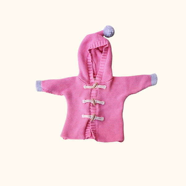 Pink Knitted Jacket with Hoodie