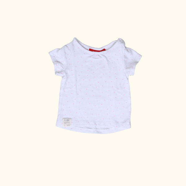 Short Sleeve Pink and White Printed T-Shirt