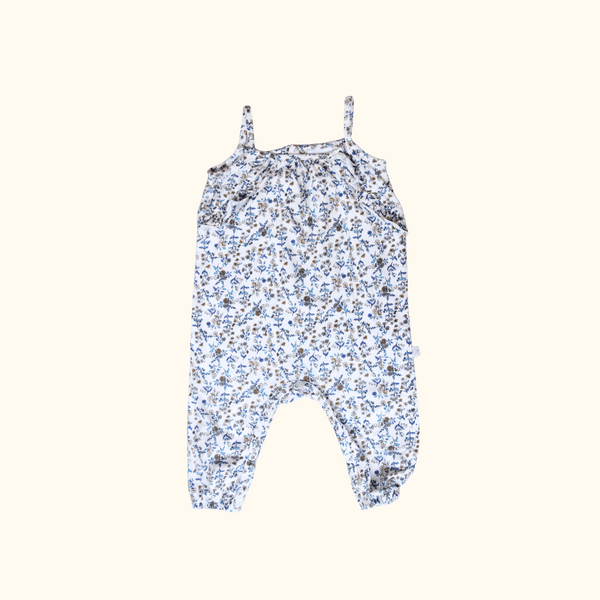 Blue Floral Onesie with Straps