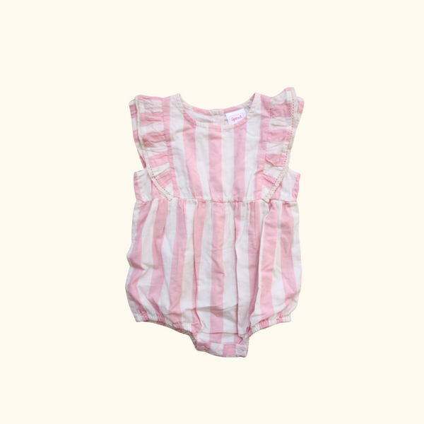 Pink and White Striped Romper