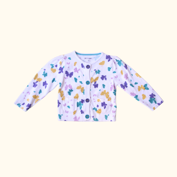 White Cardigan with Butterflies