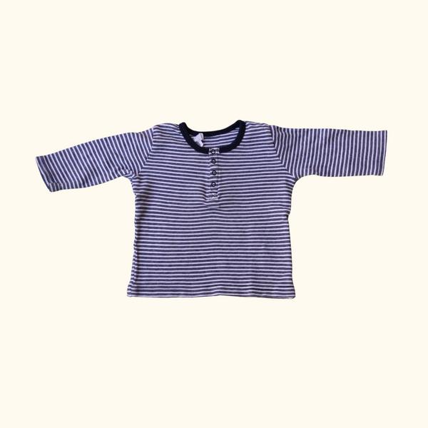 Blue and White Striped Long Sleeve T-Shirt