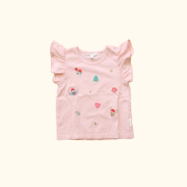 Pink T-Shirt with Christmas Graphics