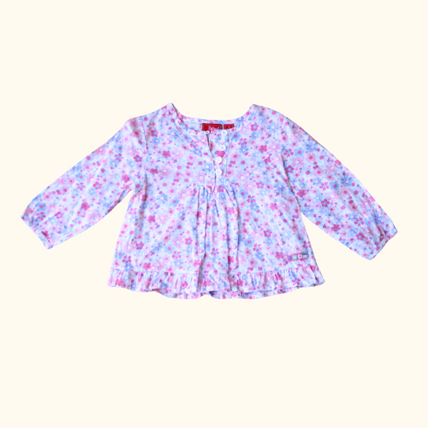 Pink and Blue Floral Top