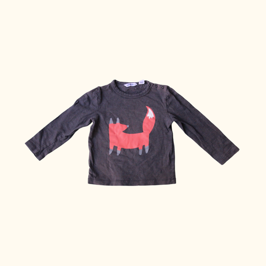 Grey T-Shirt with Fox Graphic
