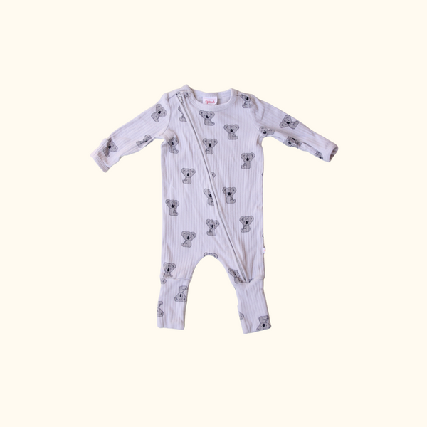 Grey Onesie with Zip and Koala Print