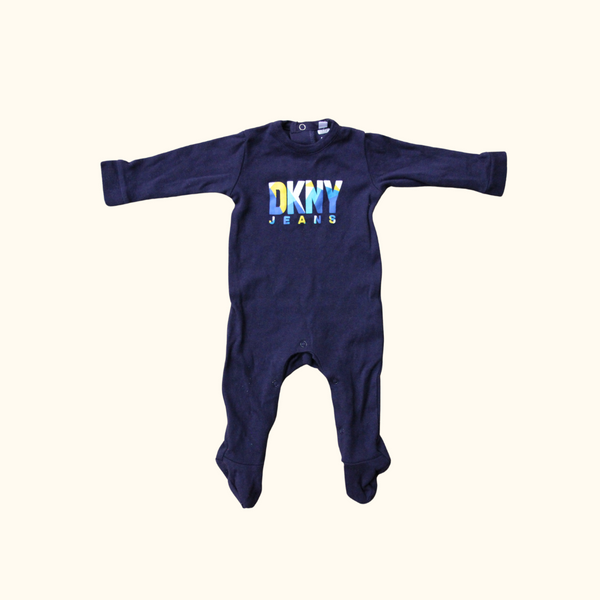 Navy Blue Onesie with Text Graphic