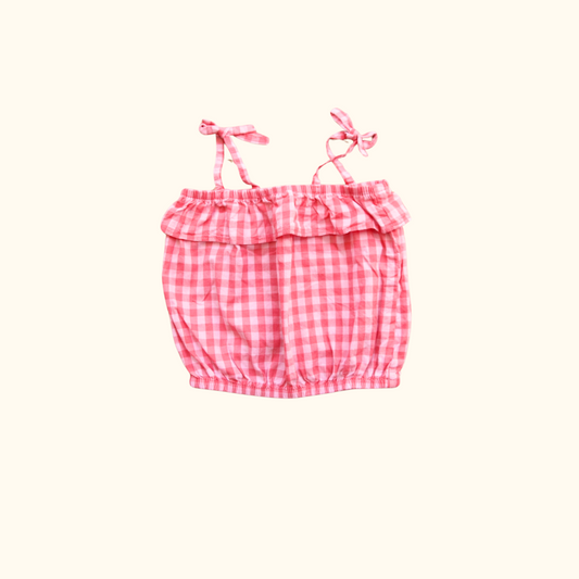 Pink Checkered Top with Straps