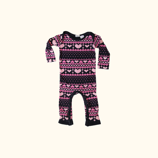 Blue Onesie with Pink Abstract Print