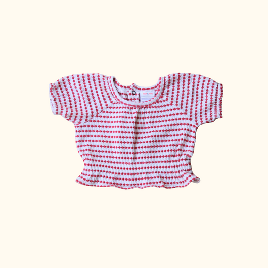 Beige and Red Polkadot Top