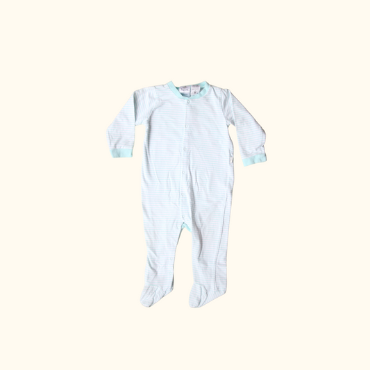 White and Turquoise Striped Onesie