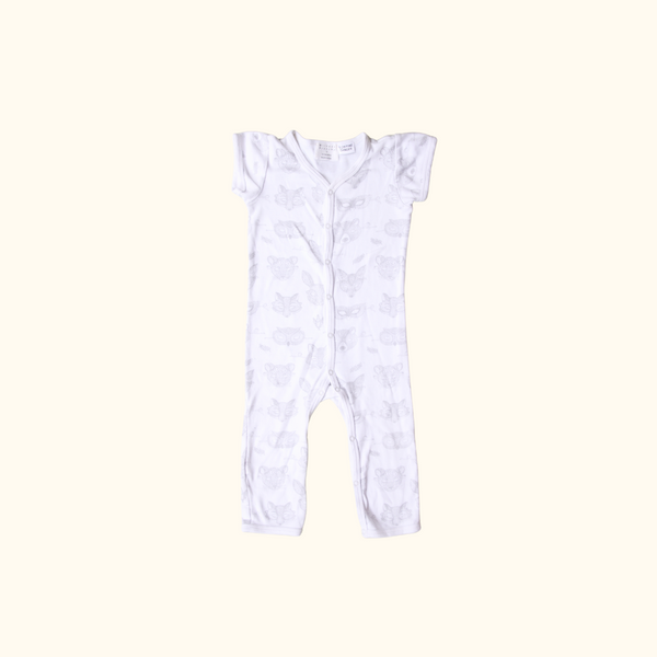 White Onesie with Grey Animal Graphics