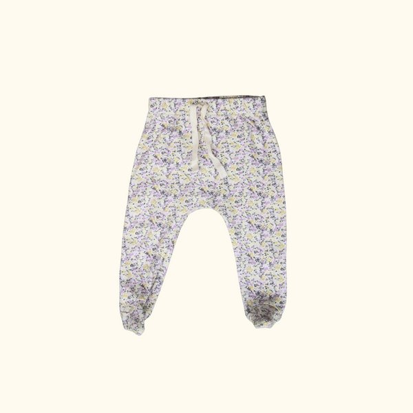 Purple Floral Joggers with Feet