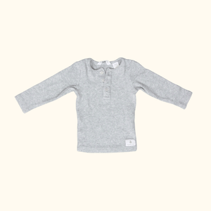 Grey Rip Long Sleeve Henley T-Shirt